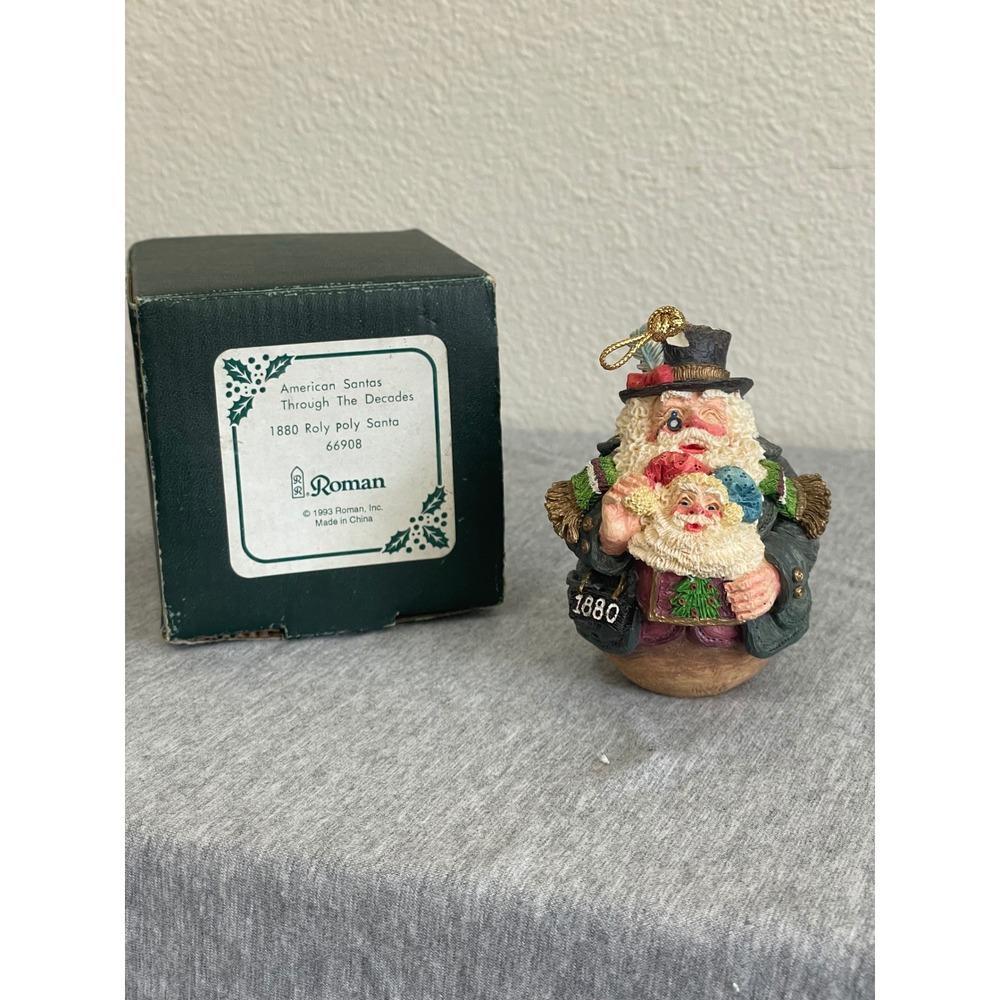 Roman American Santas 1880 Roly Poly Ornament Unisex OS Green Good 66908 Resin